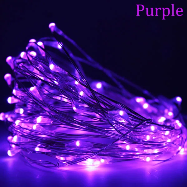 purple Светодиодный светильник-гирлянда на батарейках s 10 м 5 м 2 м, гирлянда из серебряной проволоки для дома, Рождества, свадьбы, вечеринки, 4,5 в, уличный Сказочный светильник - Испускаемый цвет: purple