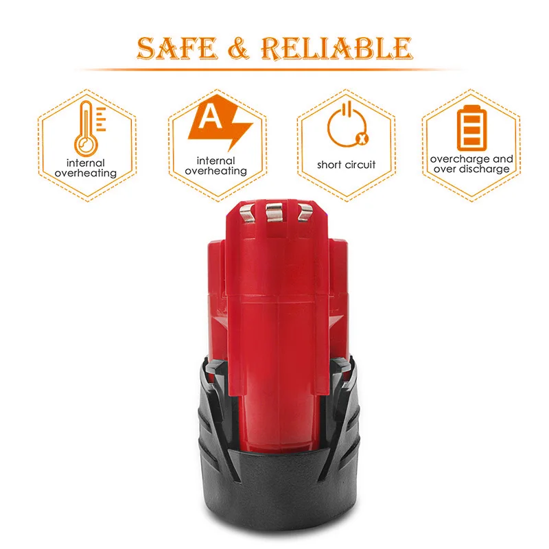 Литий ионный аккумулятор Powtree 12 В 2440 Ач для электроинструмента Milwaukee M12 XC 48 11 2402 2411