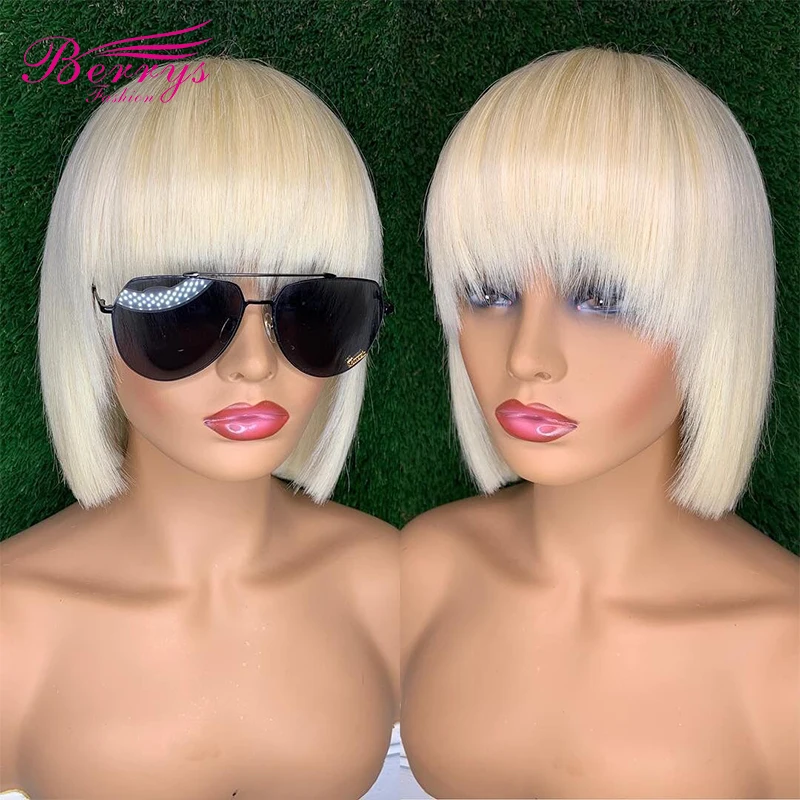 Парик блонд с прямыми волосами на сетке короткий Боб парик из человеческих волос