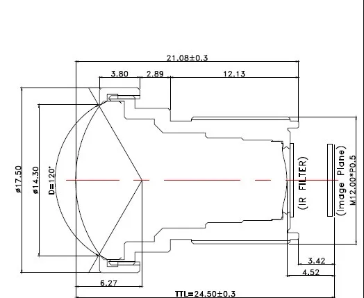 4K M12 объектив без искажений 2 1 мм 1/2 7 для IP-камеры головного света с ИК-фильтром нм |