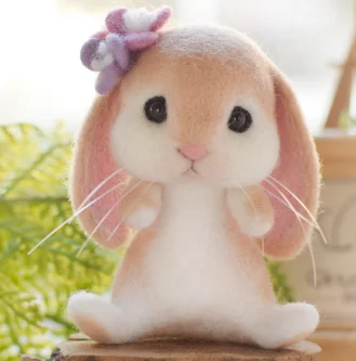 Длинные Висячие уши кролик мультфильм набор шерсть иглы Набор войлок валяния