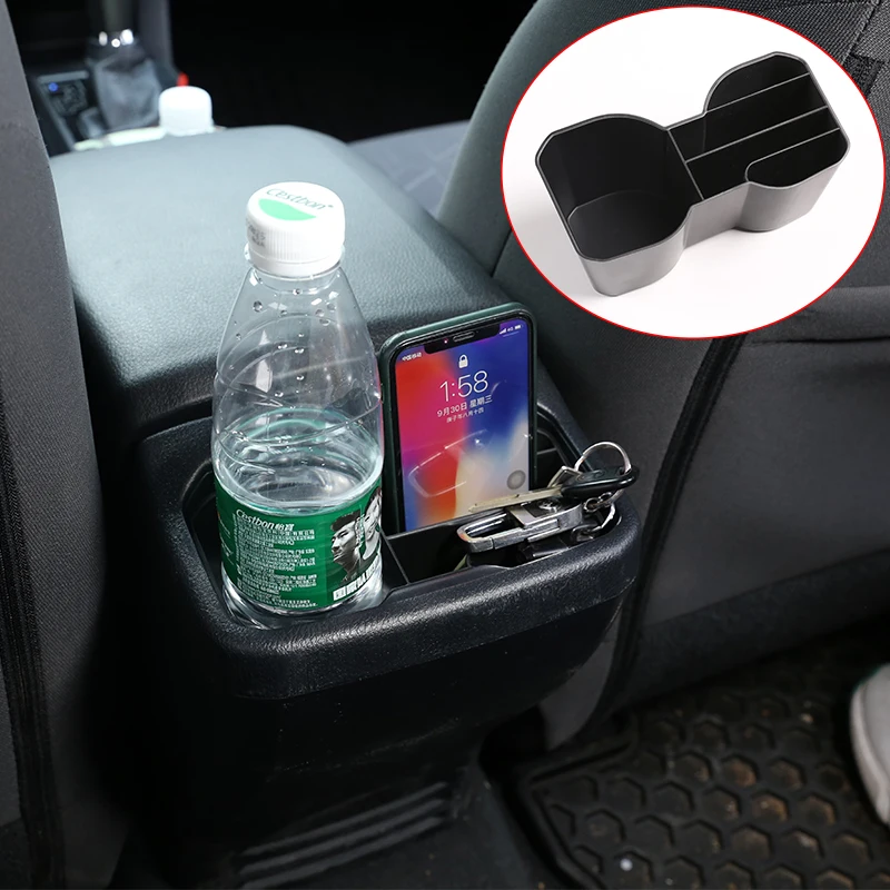 

For Toyota Tacoma 2016-2020 Armrest box Rear Seat Cup Holder Storage Box Phone Tray Glove Box ABS Black Car Interior Accessories