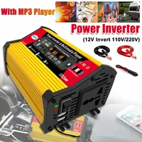 new 4000w dc 12v to ac 110220v portable car power inverter charger converter with mp3 player bluetooth speakers and fm radio