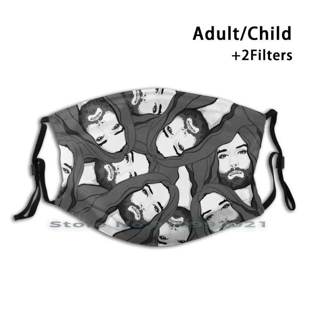 

Conchita / Tom 2 Reusable Mouth Face Mask Anti Haze Dustproof Mask With Filters For Child Adult Conchita Conchita Wurst