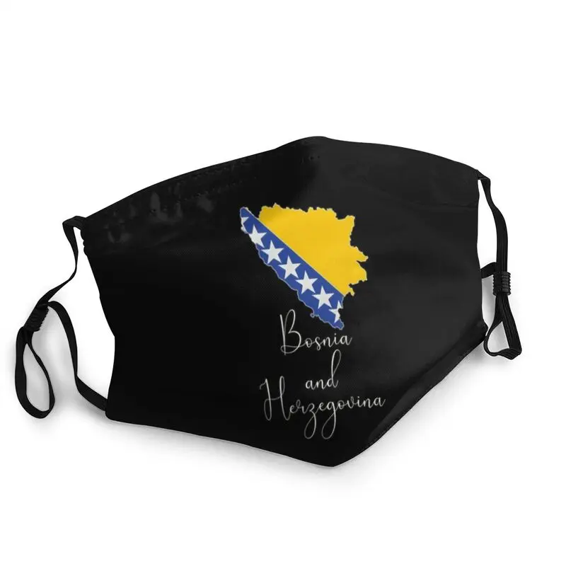 

Многоразовая маска унисекс на рот и лицо с флагом карты Боснии и гербиции Пылезащитная маска для защиты от смога респиратор для рта