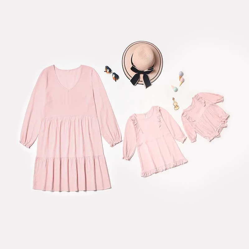 

Autumn Mother Daughter Dresses Family Look Spring Mommy and Me Matching Clothes Outfits Women Girls Mom Mum & Baby Dress