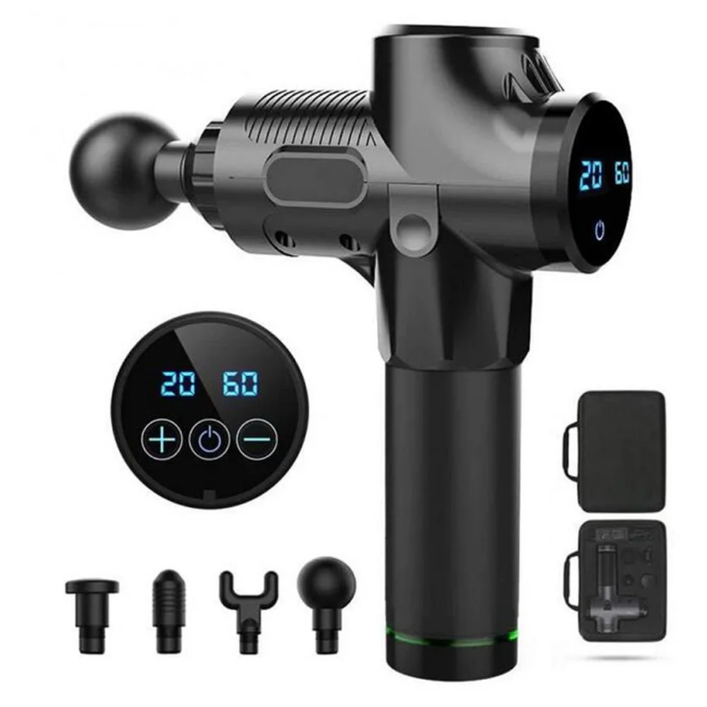 Электрический массажный пистолет с ЖК дисплеем тихий мощный массажер для тела