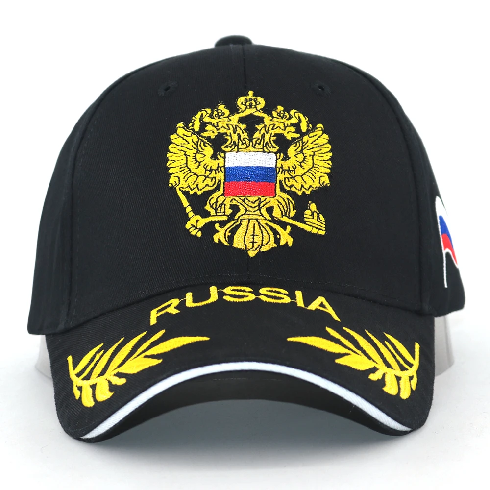 Бейсболка с вышитой русской эмблемой мужская хлопковая регулируемая бейсболка
