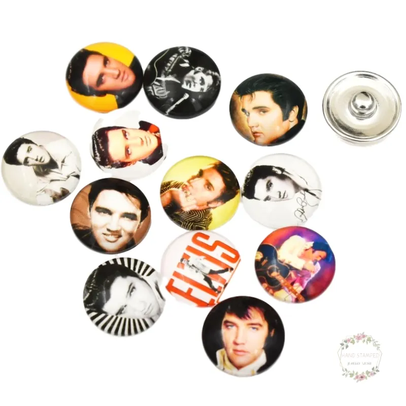 30 шт оснастки кнопка ювелирные изделия 18 мм Элвиса Presley стекло имбирь очарование