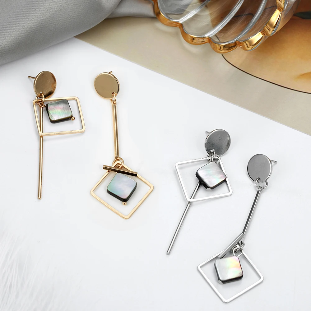 Акриловые серьги 2019 большие эффектные для женщин полимерные овальные квадратные