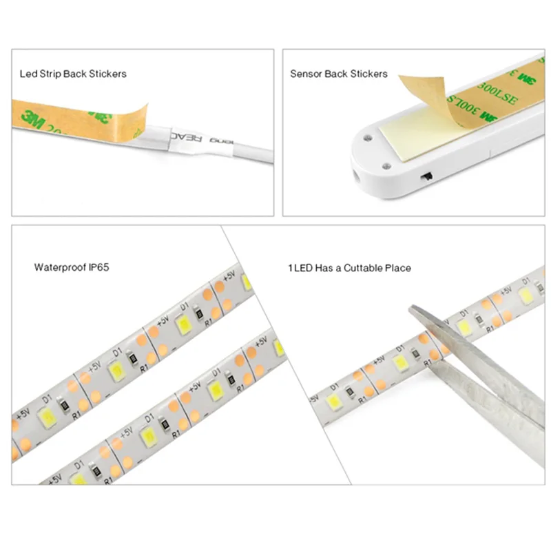 Светодиодный светильник для шкафа с датчиком движения 1 м 2 3 под кроватью