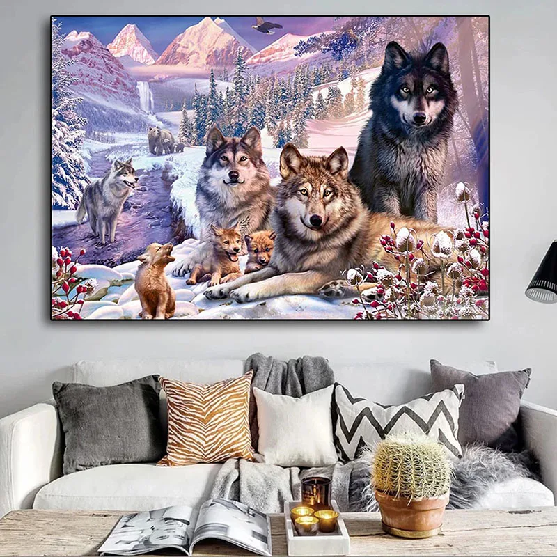 

Animal Wall Art Wolf Posters and Prints Modern Interior Canvas Painting Print Wall Pictures For Living Room Home Decor Frameless
