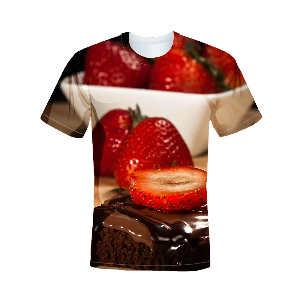 

New Arrivals Short-Sleeved O-neck Shirt Dessert T-shirts Fruit Ice Cream Men's Clothing Top Tees Causal Tshirts 2021 Spring
