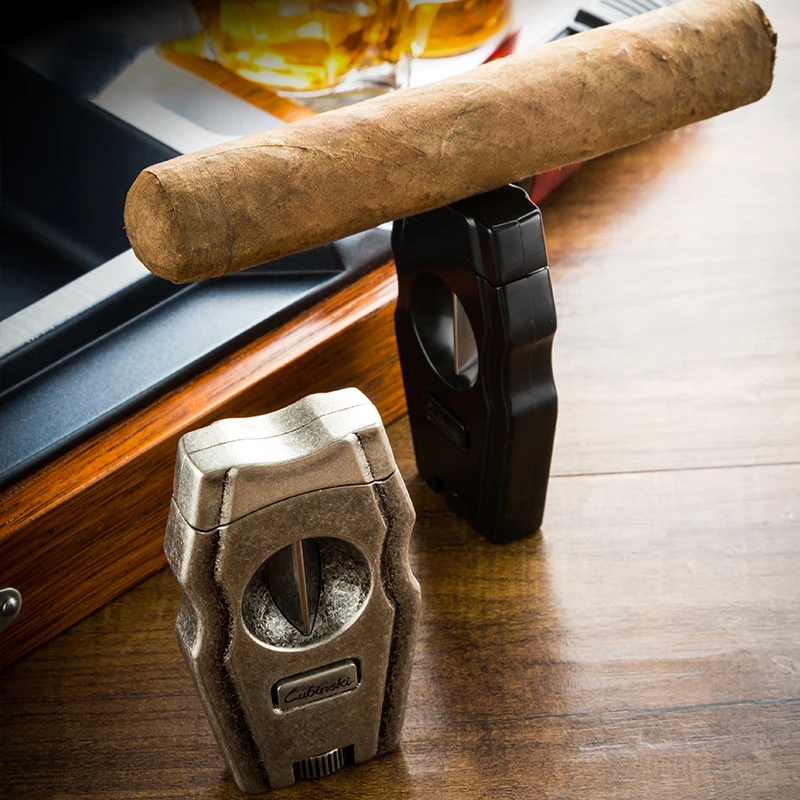 Портативный резак для сигар V Cut из нержавеющей стали встроенный дырокол Дырокол