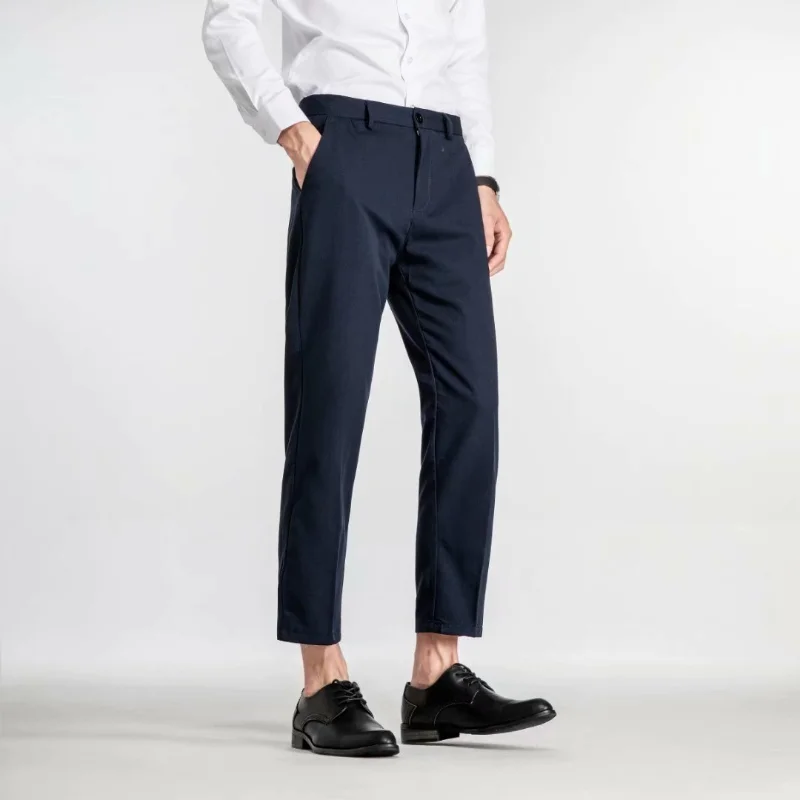 

Брюки мужские однотонные повседневные, хлопковые облегающие укороченные штаны и брюки до щиколотки, модные штаны, весна-лето