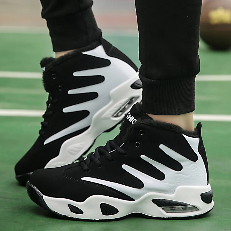 

High Top Men Basketball Shoes Men's Autumn Winter Basketball Sneakers Warm Fur Male Outdoor Sport Shoes Zapatillas De Baloncesto