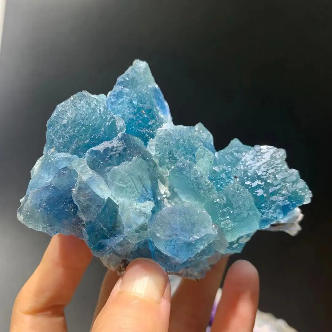 

Natural blue fluorite, raw ore, crystal healing reiki home decoration stone crystal process