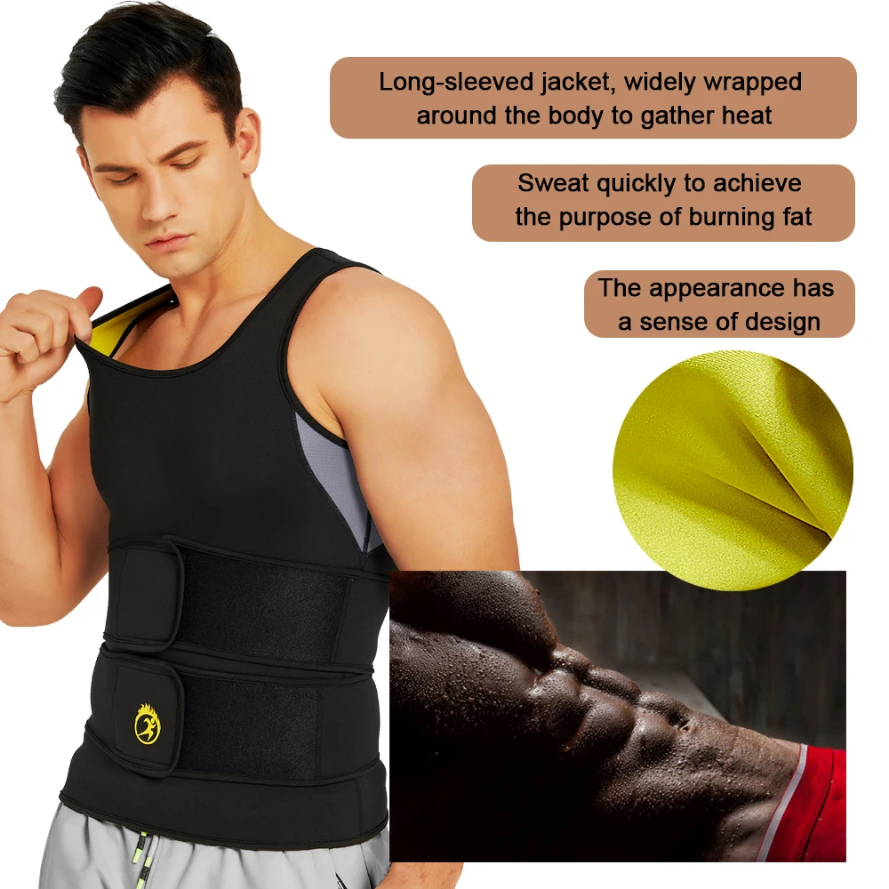 NINGMI Sauna Vest Waist Trainer Body Shaper Slimming Shirt for Weight Loss Sweat Vest Waist Trimmer Shapewear for Man