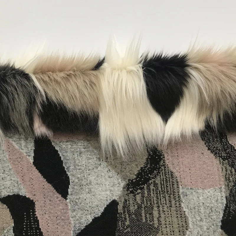 Подкладка из искусственного меха розовая бежевая квадратная жаккардовая