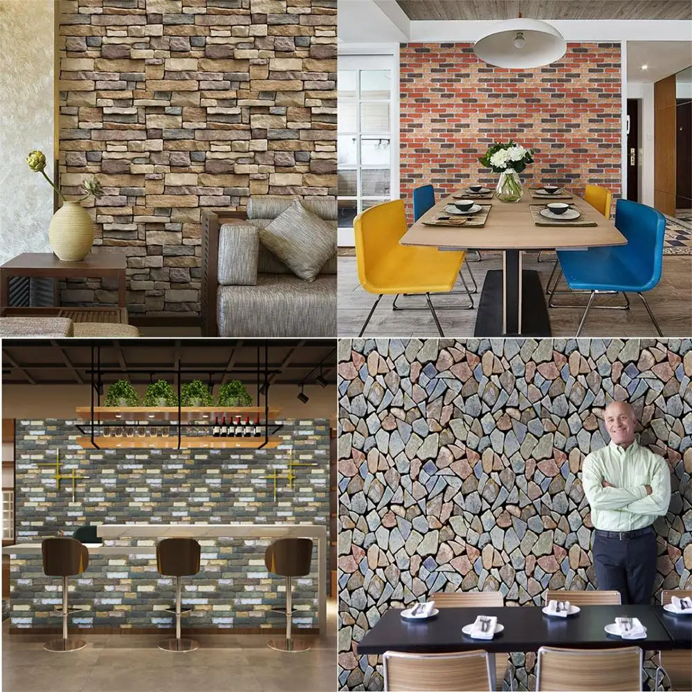 Водонепроницаемые самоклеящиеся обои 3D имитация каменной кирпичной стены для