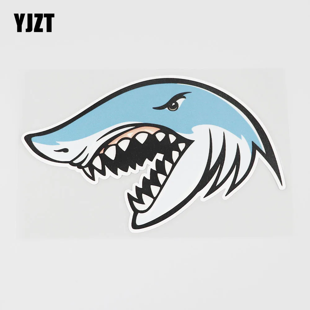 

YJZT 15.8CMX9.4CM Ferocious Fish Car Sticker Creative Modeling Pvc Decal Window 6A-0290