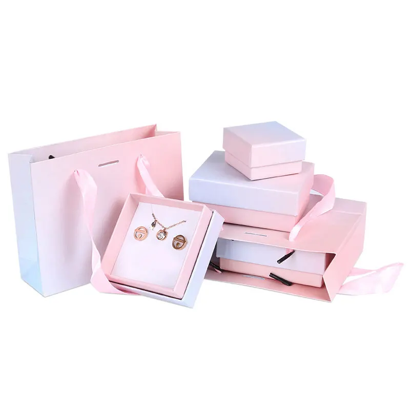 

Gradient Paper Box For Packaging Jewlery Box Gift Earring Necklace Ring Cardboard Boxes Jewelry Display Storage Packing Box