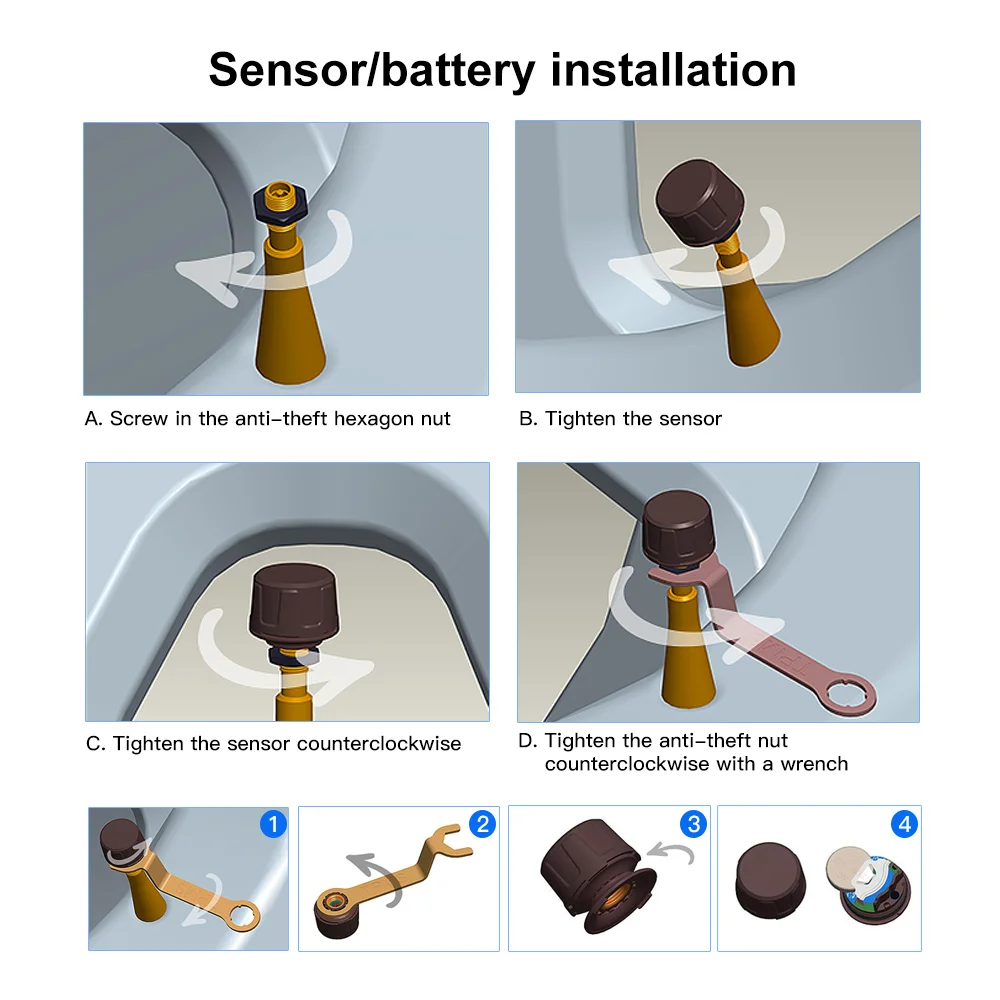 

2020 Tire Pressure Monitoring Car 4PCS Sensor Tire Pressure Alarm Mobile APP Solar Energy TPMS Explosion Proof LCE Display