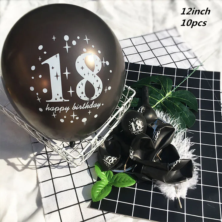 10pcs black 18 1" Золотые латексные воздушные шары черные 30 40 50 60 70 лет с днем рождения украшения для взрослых воздушные шары Cumpleanos Globos Balony - Цвет: 10pcs black 18