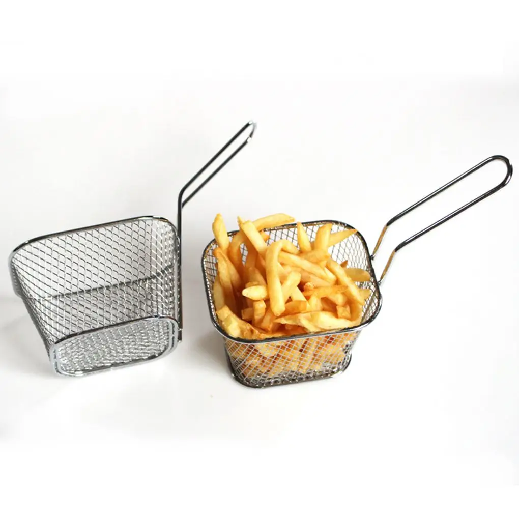 

Portable Stainless Steel Chips Mini Frying Basket Strainer Fryer Kitchen Cooking Chef Basket Colander Tool Fries Basket