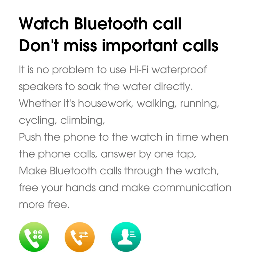 

Ninkear M1 Smart Watch Bluetooth Call Music Bracelet IP68 Waterproof Heart Rate Monitoring Message Reminder sports watch