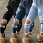 Рваные рваные дизайнерские джинсы, модные женские джинсы с дырками на коленях, с кисточками, стрейчевые, с высокой талией, тонкие, уличные длинные джинсы