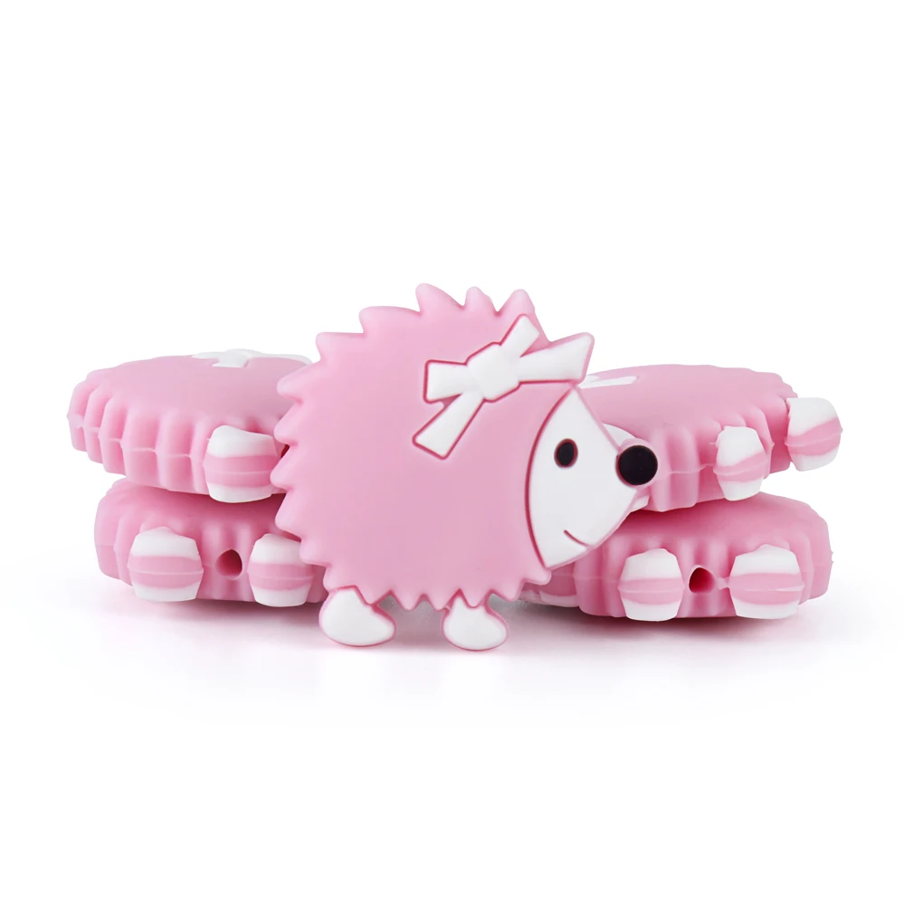 Pink Keep&Grow, 10 шт., силиконовые бусины для грызунов, мини-Ежик, Детские Бусы для прорезывания зубов, бисероплетение, ожерелье, игрушки для прорезывания зубов, Детские Прорезыватели - Цвет: Pink