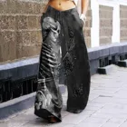 Женские брюки в стиле Хэллоуин с принтом черепа