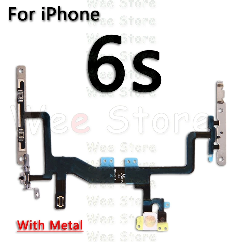 Высокое качество для iPhone 6, 6s, 7, 8 Plus, 5, 5S, SE, 5C, кнопки отключения звука и громкости, гибкий кабель с металлическим держателем, запчасти - Color: For iPhone 6s