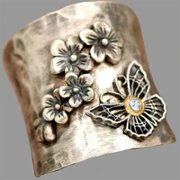 new jewelry fashion simple personality wide butterfly flower diamond ring engagement ring