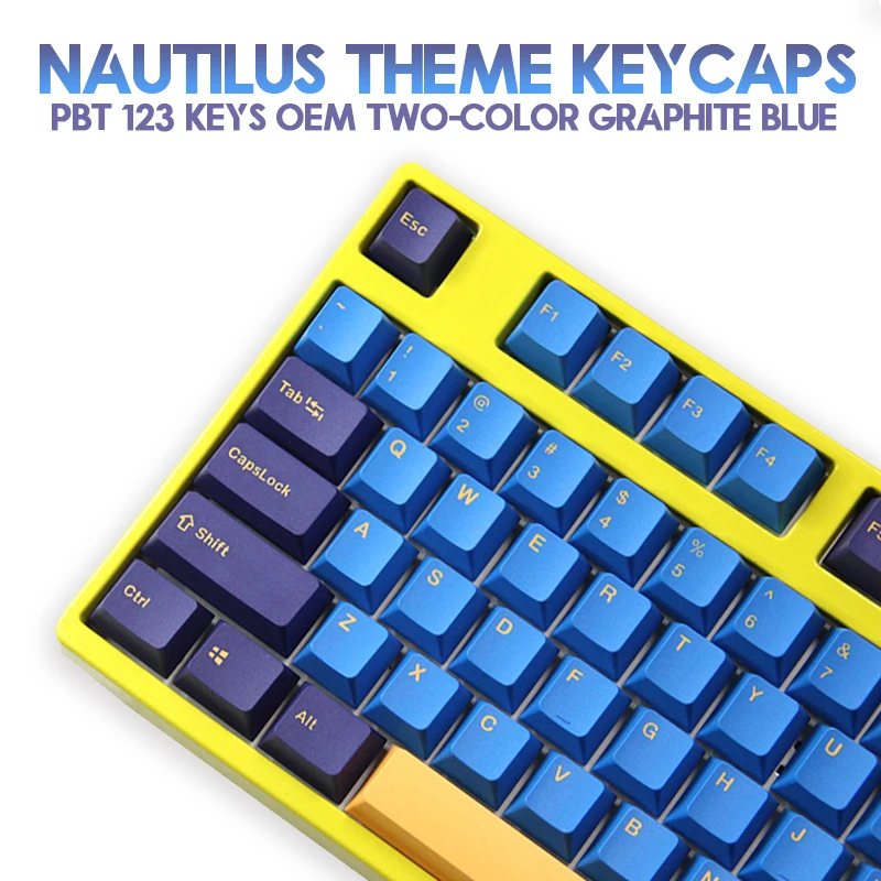Набор клавиш для механической клавиатуры Nautilus графитовый синий 123 двухцветные