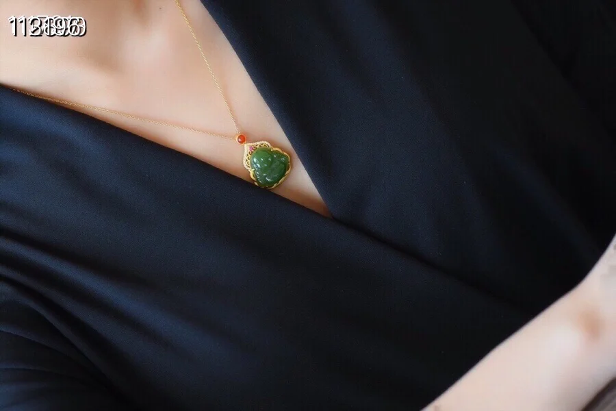 Женское винтажное ожерелье из серебра 925 пробы с нефритом