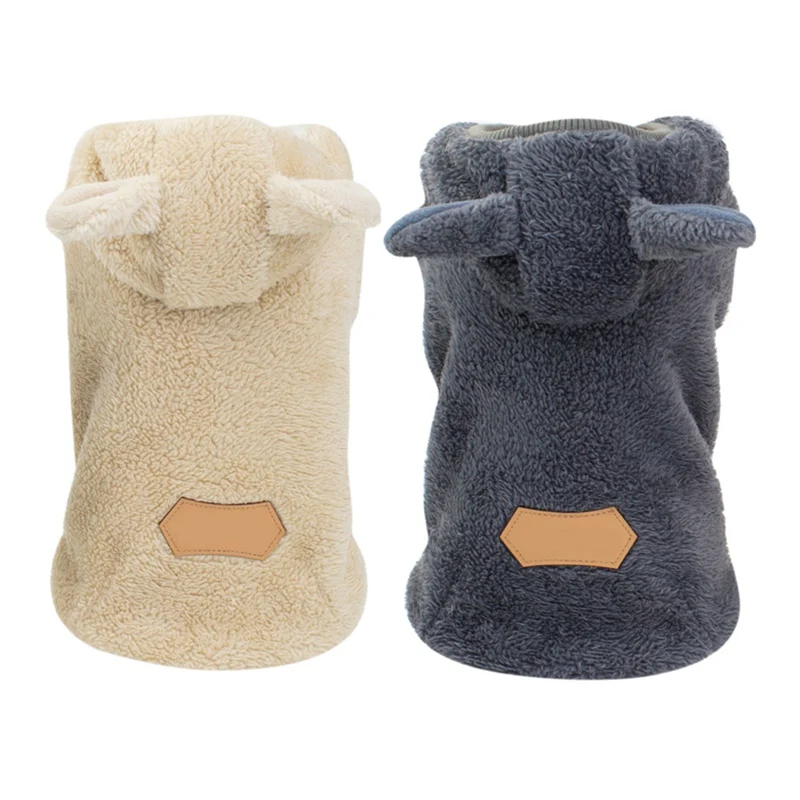 Милое пальто на собаку для питомца костюм теплая бархатная толстовка с капюшоном