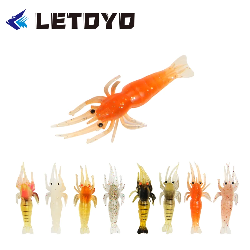 

LETOYO Soft Lure Shrimp 10pcs/Pack Silicone Fishing Baits Swimbait Artificial Crankbaits Small Light High Quality Wobblers