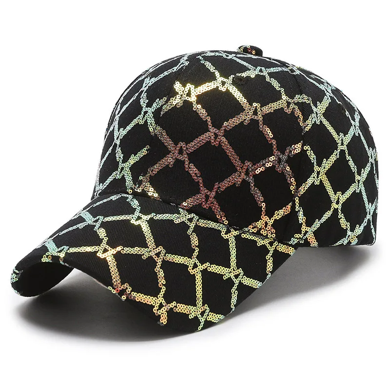 fashion trend sequins baseball cap lady  street outdoor beach snapback hat summer UV protection visor hat
