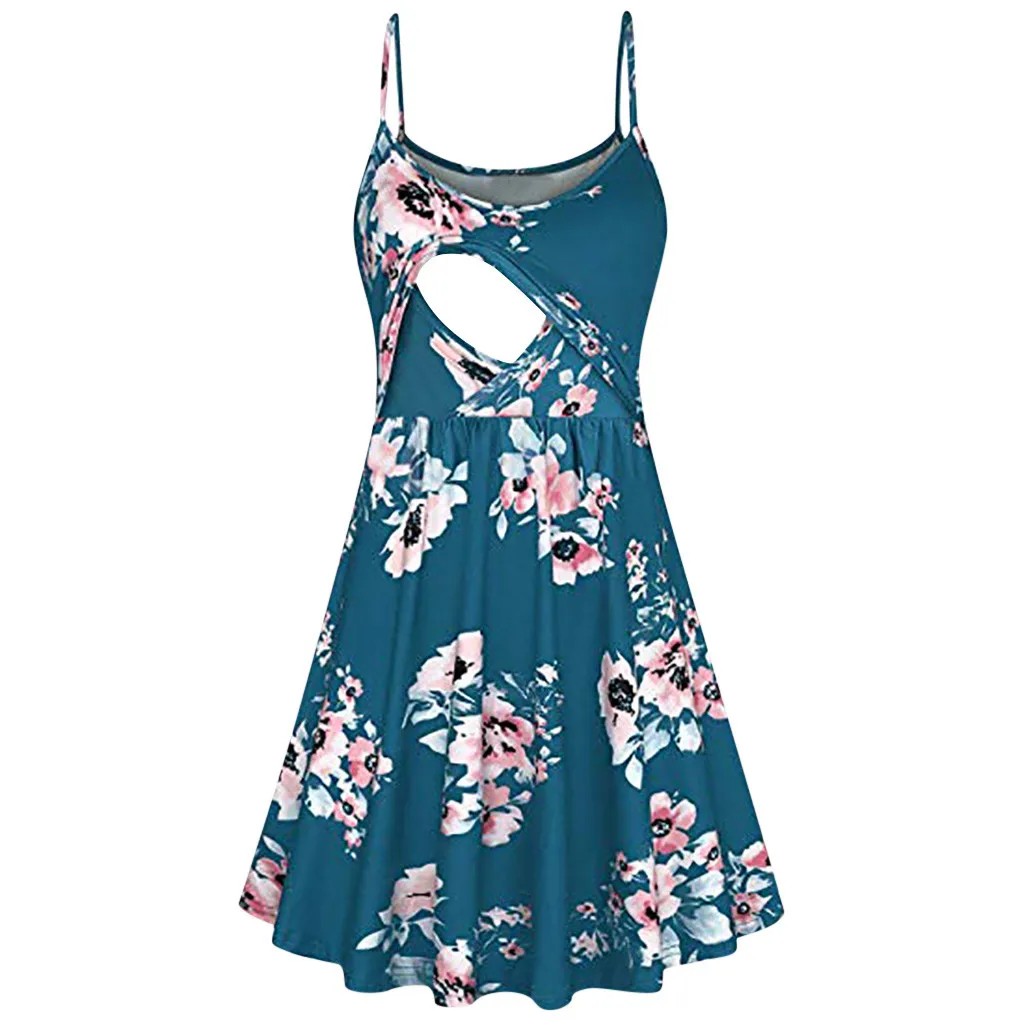 

Women's Maternity Breastfeeding Dresses Sling Summer Sleeveless Solid High Waist Skirts Dresses For Women Maternity Clothes