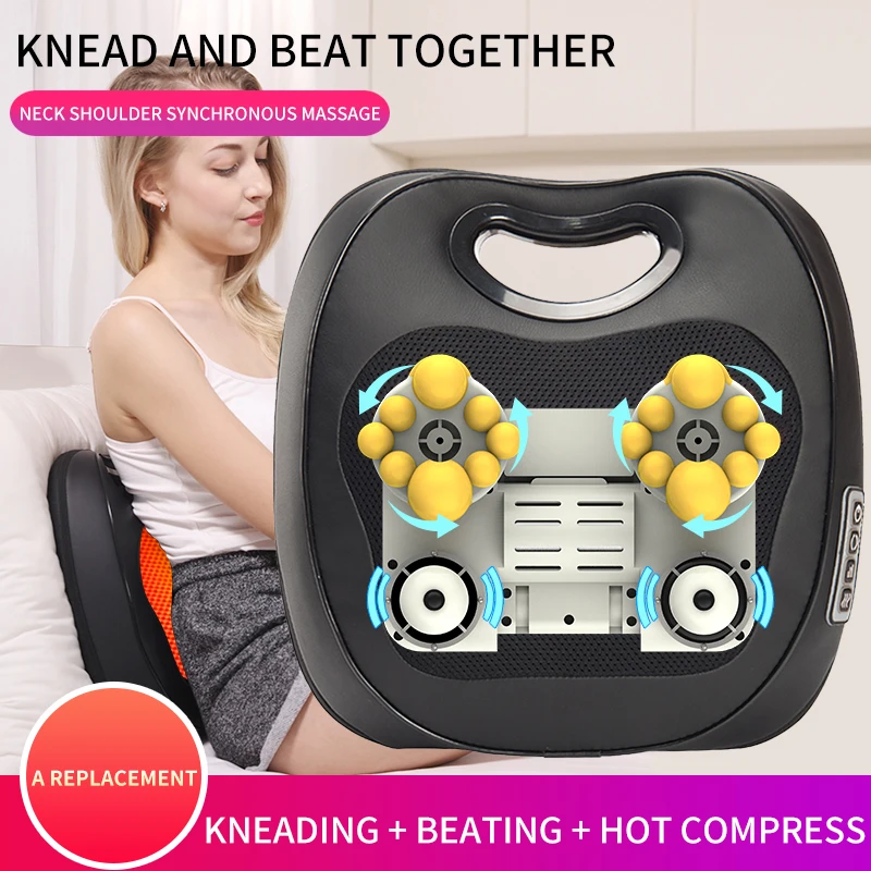 Relaxation Massage Pillow Vibrator Electric Shoulder Back Heating Kneading Infrared therapy pillow shiatsu Neck Massager