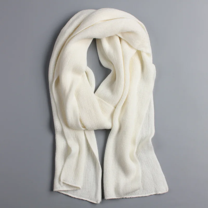 NEW arrived men scarf knit spring Unisex Thick Warm winter scarves long size male cashmere warmer women's scarves - Цвет: Слоновая кость