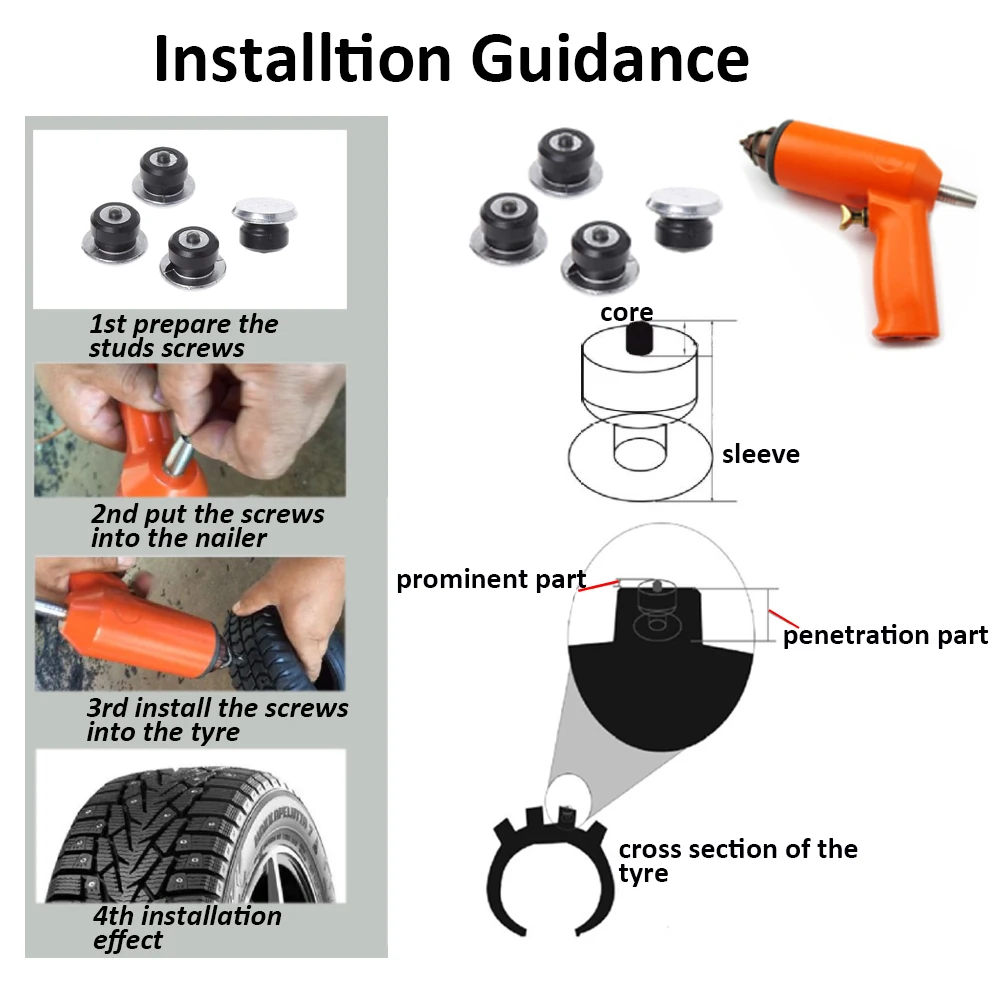 Штифты для автомобильных шин противоскользящие втулки зимние штифты винты