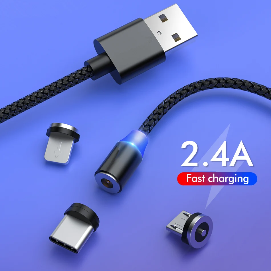 Biaze Магнитный usb кабель для зарядки usb type C для Iphone Xiaomi huawei samsung кабель для быстрой зарядки Micro USB кабель для светодиодного зарядного устройства