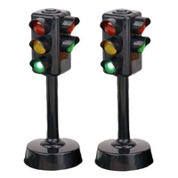 2pcs safety role play educational voice flash kids gift blocks early learning mini street traffic sign light toy simulation road