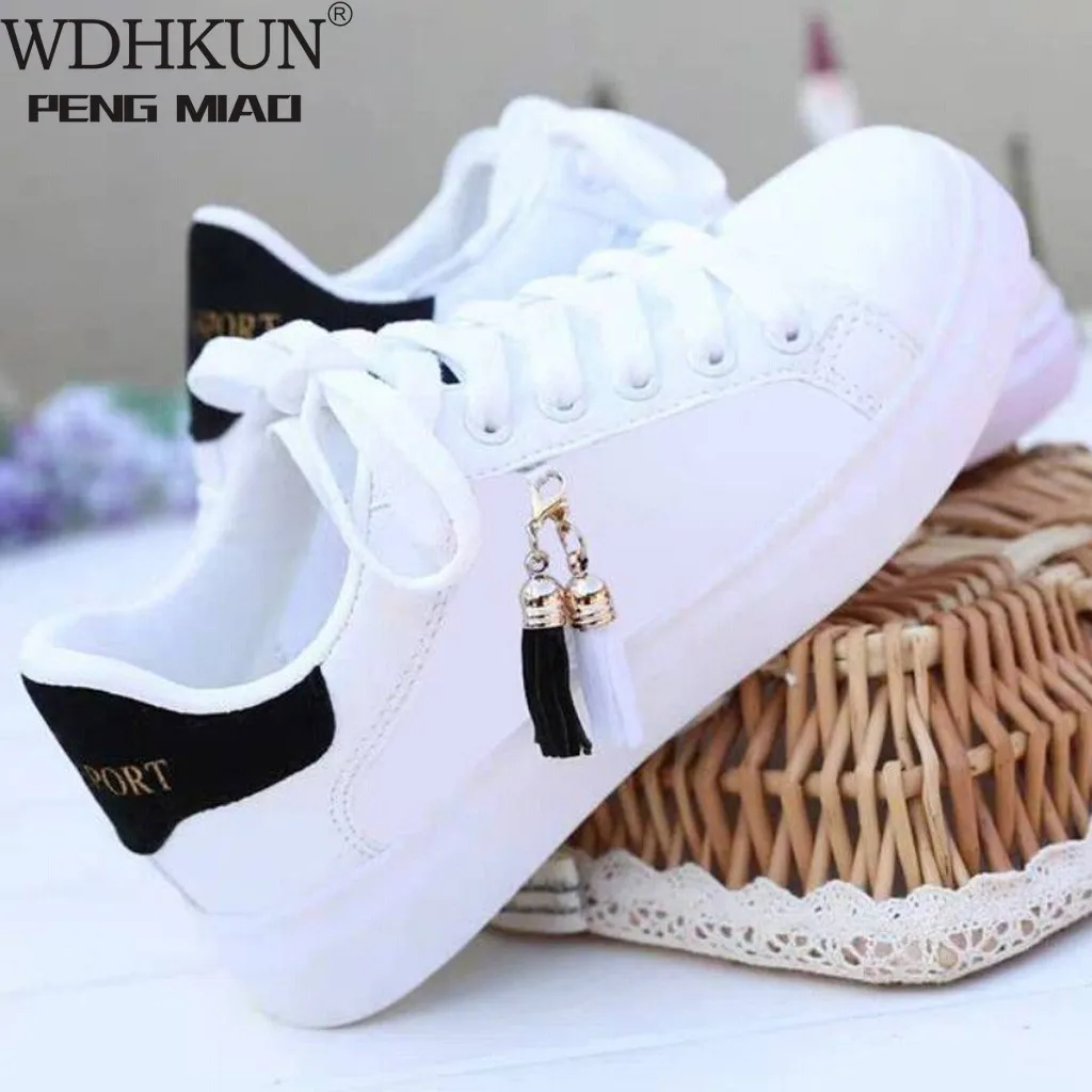 

Женские кроссовки из ПУ кожи, белые однотонные кроссовки, повседневная обувь, весна-осень 2021