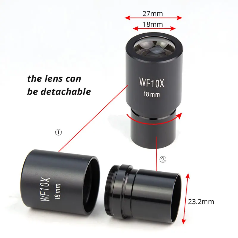 1 шт. WF10X/18 мм крепление 23 2 Биологический микроскоп широкоугольный окуляр с весом |