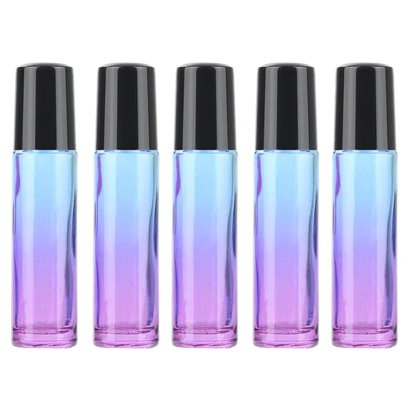 07 10ML 5PCS 5 шт./компл. 10 мл градиентные цветные толстые стеклянные с роликовым аппликатором эфирные масла пустые флаконы для духов 10cc роликовый шар прочный для путешествий - Цвет: 07 10ML 5PCS