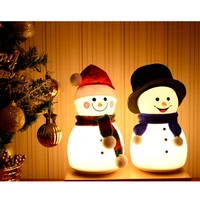 christmas decorations 2021 night lamp silicone snowman christmas hat cute bedroom light with music for kid children xmas gifts